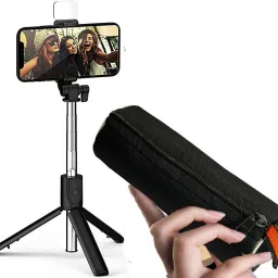 POZUB Selfie Stick with LED Light Tripod Stand BT Remote+Carry Pouch in mobile holder Tripod, Tripod Kit, Tripod Clamp, Tripod Bracket, Tripod Ball Head, Monopod Kit, Monopod-8