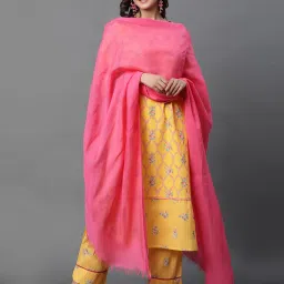 Cotton Blend Geometric Print Pink Women Dupatta-picture-4