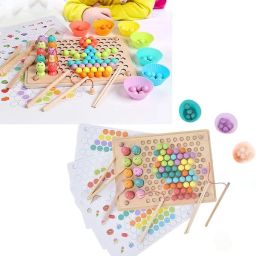 Rainbow Bead Board Early Educational Preschool Wooden Board Game Puzzle for Kids-12