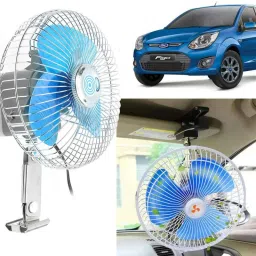 2NF88 - 6 Inch 12 Volt DC Auto Rotate On/Off Switch Wiring Set Portable Electric Oscillating car Fan Figo Type-2 Car Interior Fan-image-5