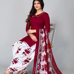 Unstitched Crepe Salwar Suit Material Floral Print, Printed, Geometric Print, Striped-image-32
