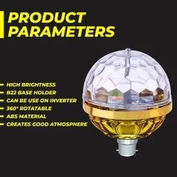wrader Golden Jumbo Bullb Dj Bulb with Strobe Effect 360 Degree Rotating LED Disco Bulb Single Disco Ball image 3