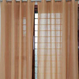 exporthub Gold Abstract Polyester 7 Ft Sheer Eyelet Door Curtains (Set of 2)-picture-24