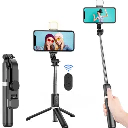 Techobucks Long Selfie Stick with Tripod Stand for Mobile Phone Multi-functional Bluetooth Tripod-1