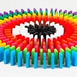100 Pieces Dominoes Blocks Set Wooden Toy Building and Stacking Counting Adding Subtracting Multiplication Indoor Game Toy Educational Toy for Kids 3+Years (12 Colours).-12
