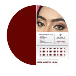 PERPAA Set Of 4 Dark Maroon Bindi Flaps & Power Stay Non Transfer Lipstick-5ml-Maroon image 5