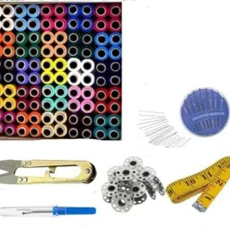 100Pcs Thread, 5 Bobbin, Measuring Tape, Seam Ripper with 1 Needle Pack Sewing Kit-23