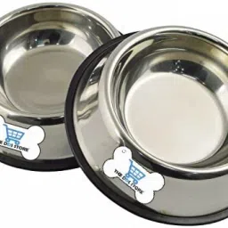 Anti Skid Stainless Steel Travel Feeding Food Water Bowl Dish 400 ML Set of 2 Stainless Steel Pet Bowl-31