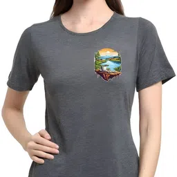 szn Women Graphic Print Round Neck Polyester Grey T-Shirt-picture-6