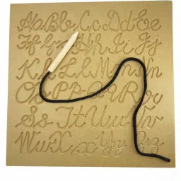 Wooden Cursive English Alphabets Lower and Upper Case Tracing & Practice Pine Wood Board for Kids 2 Years Old and Above, Kindergarten and pre-School Beginners Children Age 2+-24