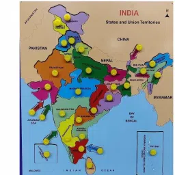 Wooden Indian Map Puzzles for Kids identifier Board Map with Knobs, Educational Puzzle Learning Wooden India Puzzle Map for Boys, Girls, Kids, Students (38*30 cm) (India Map)-image-37