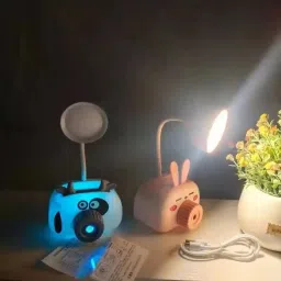akr Cute Rabbit Small Table Lamp with Pencil Sharpener LED Table Lamp for Kids Study Lamp image 4
