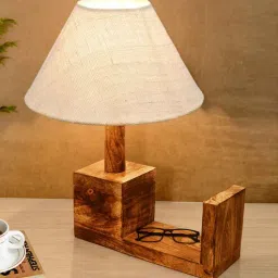 homesake Rustic Table Lamp Bedside Antique Desk Lamps, E27 Holder, Khadi Fabric Shade-picture-17