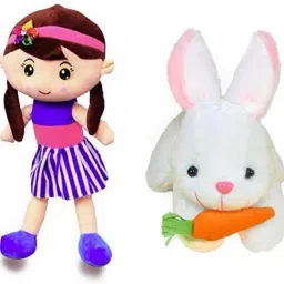 COMBO BLUE DOLL WITH WHITE RABBIT SOFT STUFFED TOU/GIFT PLAYING TOY DECORATION - 18 cm-image-13