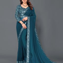 Solid/Plain Bollywood Chiffon Saree-image-90