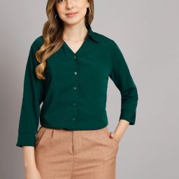 Women Regular Fit Solid Spread Collar Casual Shirt-image-73