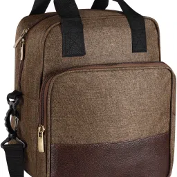 Khakhi-Chocolate Faux Leather & PVC with Detachable strap Tiffin bag GR-TB15 Lunch Bag-image-59