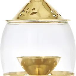 Narayan bhakti Akhand Diya for Home,Office,Puja,Mandir,Decorative Lantern with Borosilicate Glass, Brass Table Diya Set-28