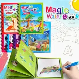 Pack of 4 Reusable Magic Kids Water Pen Book Doodle Painting Board RANDOM DESIGN-28
