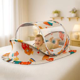 Nylon Kids Washable Baby Folding Mosquito Net with Mattress Portable, Printed Design for Newborns Mosquito Net-image-41
