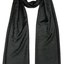 Solid Cotton Blend Women Black Scarf-image-95