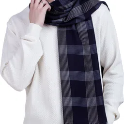 flyer Checkered Viscose Men Dark Blue, Beige Stole, Scarf, Fancy Scarf-picture-6