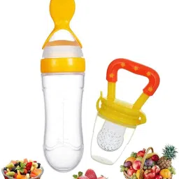 90ml Newborn Baby Feeding Bottle Silicone Squeeze Feeding Spoon and Fruit feeder - Silicone-10