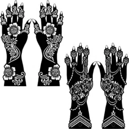 Heena stencil sticker reusable,for Both Hand Mehandi Stencil Sticker Design1748-image-24