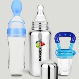 Stainless Steel Baby Milk Feeding Bottle, Food & Fruit feeder BPA Free - 250ML - 250 ml-image-57