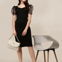 Women Bodycon Black Midi/Calf Length Dress-image-56