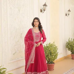 Embroidered Georgette Stitched Anarkali Gown-image-52