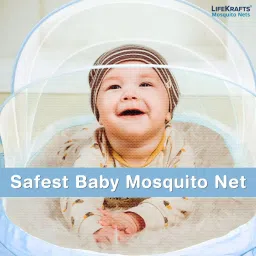lifekrafts Nylon Kids Washable Foldable Baby Mosquito Net, Bottomless Net for Infants, for Safe & Easy Use | Mosquito Net image 5