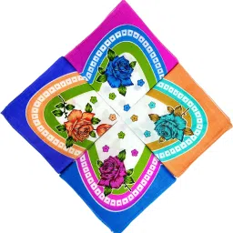 HouseOfCommon Premium Cotton Handkerchief 11*11 - Color Prints for Women/Girl/Design Will Vary ["Multicolor"] Handkerchief-image-37