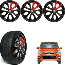 Car accessories Wheel cap, Hub Cap 13 Inch FURRY BLACK RED PATCH FRD27 Wheel Cover For Maruti Alto K10-image-22