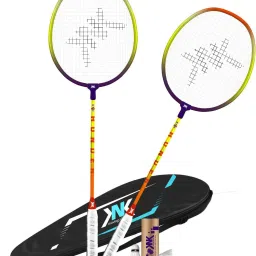 Isometric THUNDER Swag Wide Body Badminton Racquet Combo Set of 2 Piece With 3 Piece Feather Shuttle And 1 Piece Attractive Cover Badminton Kit-2
