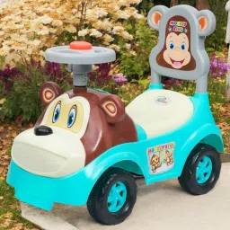 MONKEY FACE, KIDS CAR FOR 1 TO 2 YEAR KIDS ONLY, LIGHT & MUSIC WITH BACK REST Car Non Battery Operated Ride On-19