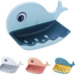 (PACK OF 2)Fish Shape Cute Adhesive Waterproof Wall Mounted Soap Dish-image-42