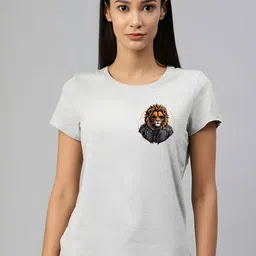 szn Women Graphic Print Round Neck Polyester Grey T-Shirt-picture-9