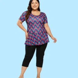 Womens Green Colour Abstract Print Nylon Plus Size Swim Suit With Cap Printed Women Swim-dress Blue Swimsuit-9