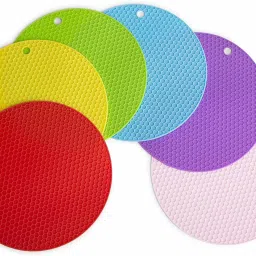 6 Piece Silicone Pot Holder, Trivet Mats for Hot Dishes, Heat Resistant Pads Multipurpose, Multicolor, Non-Slip, Flexible & Durable, Food Safe Jar Opener Gripper Anti Slip Trivet-image-26