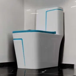 lurexa Dimond Quality LT03 White commode with SKY Blue Finishing Line and Round Flush Button Western Commode image 3