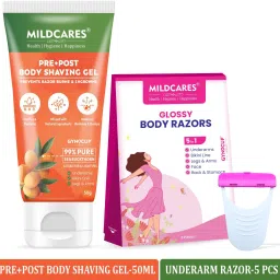 Underarm Razor & 99% Sea Buckthorn Shaving Gel Smooth & Safe Shave Pack of 5+50g, Men & Women-22