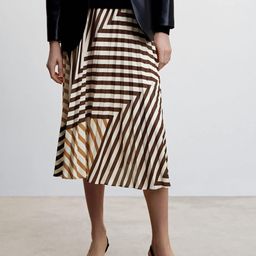 MANGO Women Chevron Print Pleated A-line Midi Skirt-picture-54