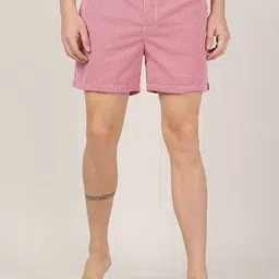 MERCHANT MARINE Men Pink Checked Pure Cotton Boxers-image-74