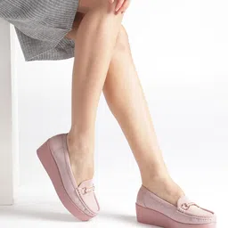 Marc Loire Women Textured Flatform Horsebit Loafers-image-80