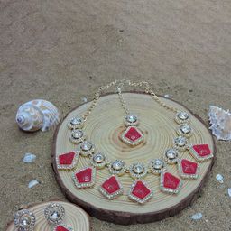 Anouk Rose Gold-Plated Stones Studded Jewellery Set-58