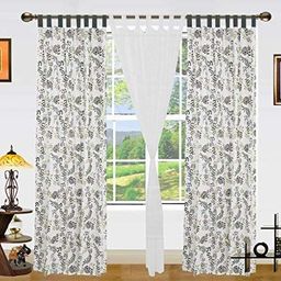 Dekor World White Set of 3 Floral Long Door Curtain-image-92