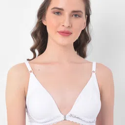 Clovia Cotton Rich Non-Padded Front Open Plunge Bra-image-73