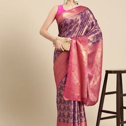 Silk Land Ethnic Motifs Zari Brocade Banarasi Saree-image-10