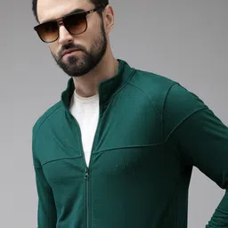 Arrow Men Green Solid Knitted Front-Open Sweatshirt-picture-52